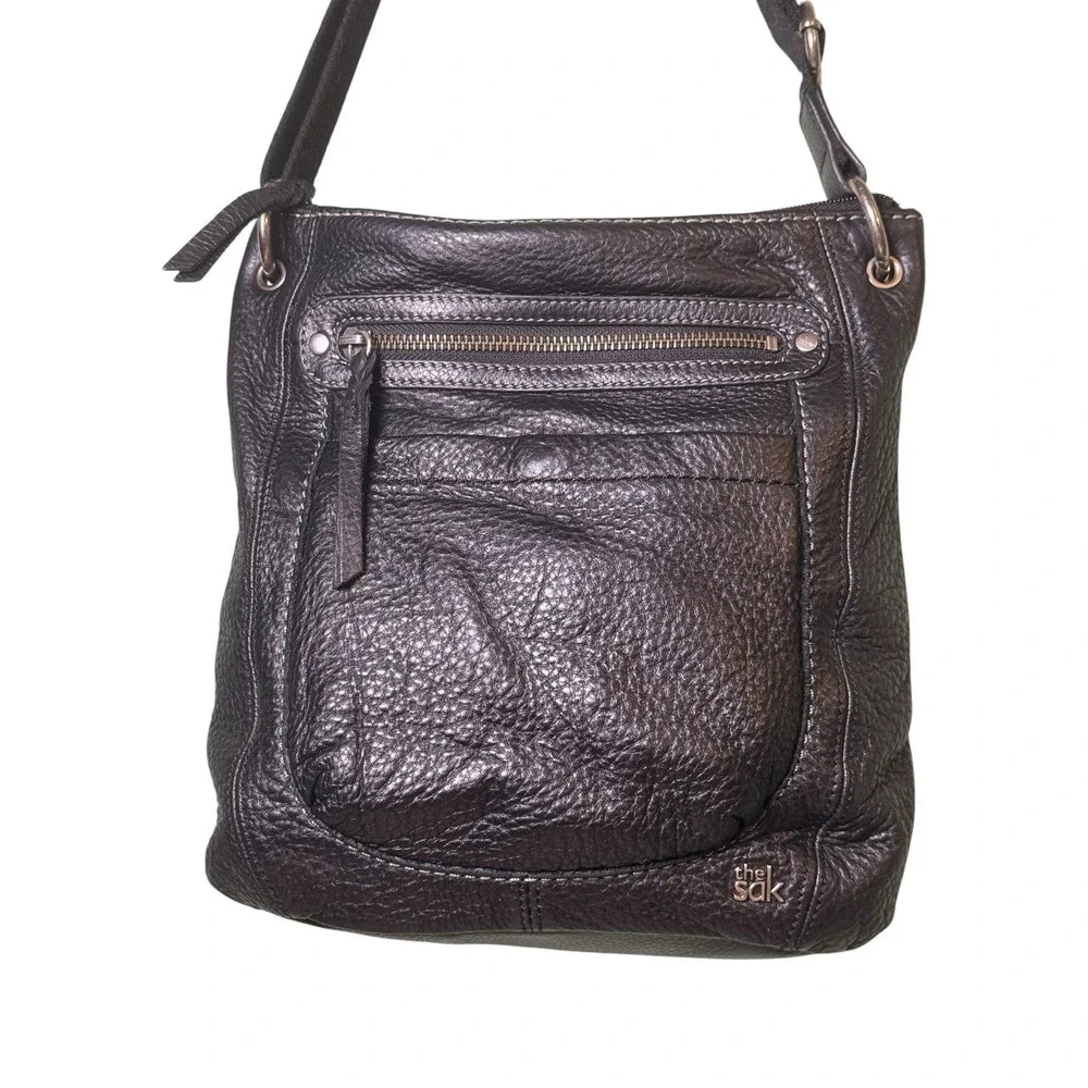 The Sak Black Pebbled Leather Crossbody Shoulder Bag